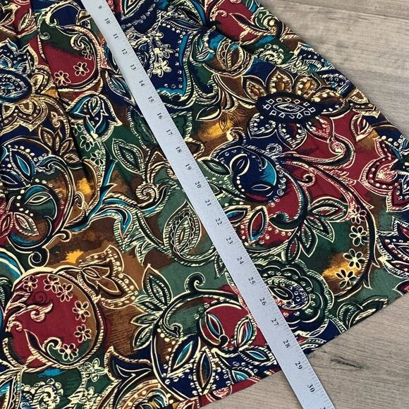 VTG Worthington Womens Skirt Size 12 Paisley Bohemian Pleated Maxi Elastic Waist - Picture 4 of 8
